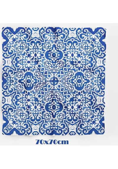 Azulejo Çini Desen 70 70cm Bandana/fular Çok Renkli