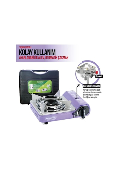 Tekli Çantalı Mini Portatif Ocak - Orcamp - Mor Ck-506 Açık Kahverengi