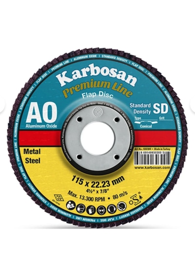 Karbosan Premium Line Flap Disk Zımpara 10 Adet 60 Kum 115 X 22.23 Mm