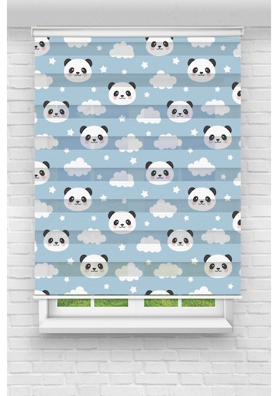 Perdecizade Enxboy Mavi Panda Dijital Baskılı Zebra Perde-cocuk Odası-stor Perde Renkli