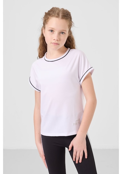 Tommylife Beyaz-siyah O Yaka Yan Şerit Detaylı Standart Fit Performans Kız Çocuk Tayt Takım - 75191 Beyaz - Siyah