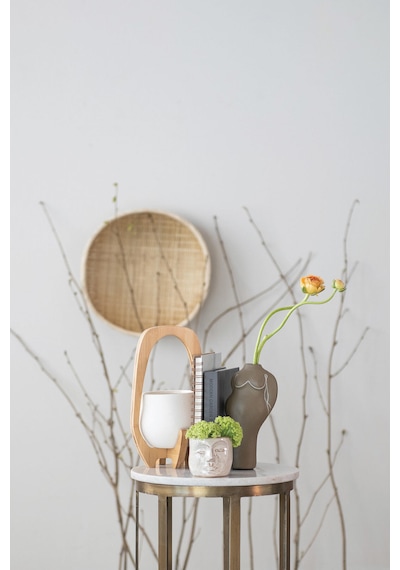 Terracotta Gövde Şekilli Vazo Dekoratif Modern Salon Konsol Bohem Heykelsi Seramik Vazo 20 Cm Açık Kahverengi