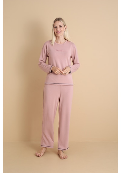Wordex Mirano 3200 Kadın Kışlık Spor Eşofman Pijama Takımı Pudra