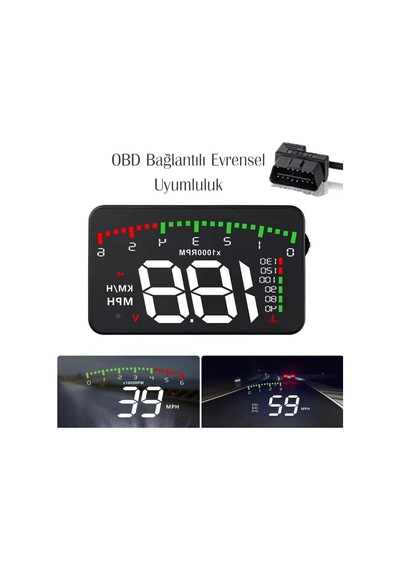 Tr 3.5 İnç Hud Head Up Display Obd2 Dijital Araç Hız Göstergesi Ön Cam Projektörü