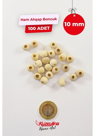 10 Mm Ahşap Ham Boncuk - 100 Adet