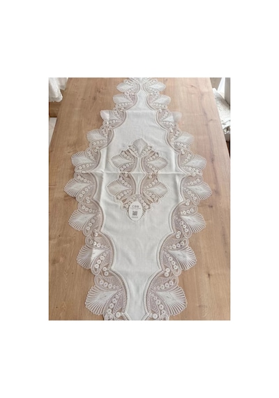 Salon Takımı Çeyizlik Krem Runner Set 5 Parça Keten Ranır Masa Konsol Sehpa Örtüsü Lavinya Çok Renkli
