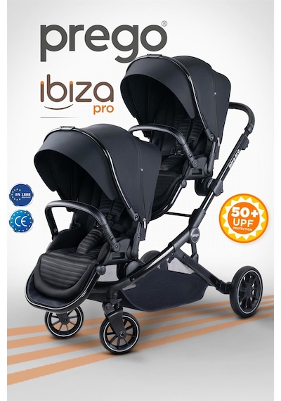 Prego İbiza New Pro İkiz Bebek Arabası Siyah