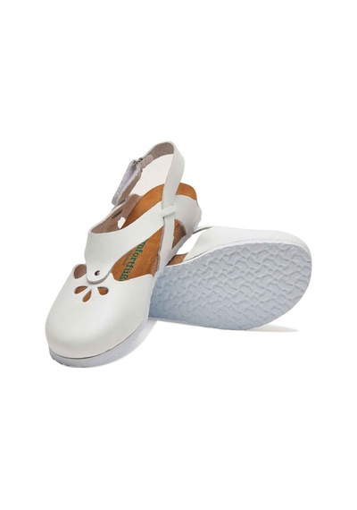 Comfortfusse Megan - Kadın Ortopedik Hakiki Deri Sandalet Beyaz