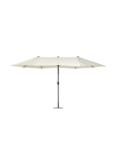 Sıbılla 460 Cm Çiftli Bahçe Şemsiyesi, Oval Gölgelik, Upf 30+, Alüminyum Gövde Bej