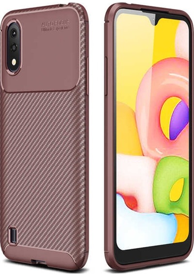 Samsung Uyumlu Galaxy A01 Kılıf Zore Negro Silikon Kapak-Kahverengi