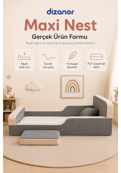 Dizanor Siyah Renk 140 X 200 Ölçü Maxi Nest Montessori Çocuk Karyola Yatak Seti Dizanor Siyah Renk 140 X 200 Ölçü Maxi Nest Montessori Çocuk Karyola Yatak Seti