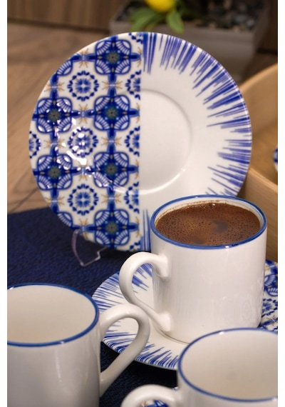 Firuze 12 Parça 6 Kişilik Porselen Kahve Fincan Takımı 100 Ml Çok Renkli