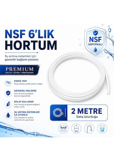 Nsf Sertifikalı Premium 6 Lık Su Arıtma Hortumu 2 Metre 608696155