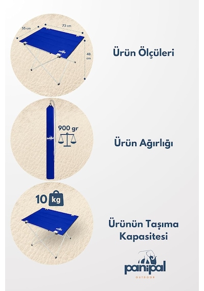 Omuz Askılı, Katlanabilir Kamp Ve Piknik Masası Mavi Genel