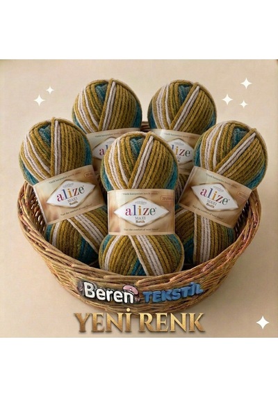 Superlana Maxi Batik 5 Li Paket Yeni Renk - 4684-kazak Hırka Ve Atkı İçin Kalın Örgü İpliği