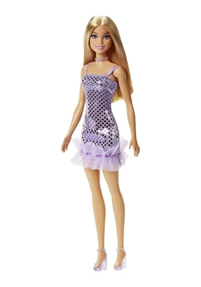 Barbie Pırıltılı Bebekler Mor Parlak Elbiseli Hjr93
