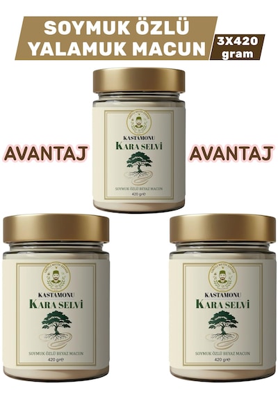 3 Kavanoz Giritli Metin Efendi Kastamonu Soymuk Özlü Beyaz Yalamuk Macun 3 X 420 Gr