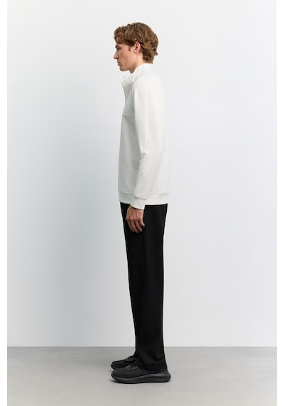 Avva Erkek Ekru Dik Yaka Fermuarlı Kolay Ütülenen Pamuklu Regular Fit Sweatshirt A62y1222