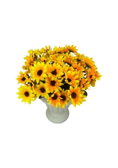 Yapay Çiçek Krem Antik Saksıda Sarı Papatya 23cm