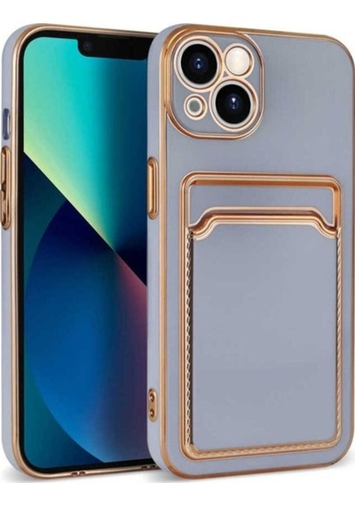 Apple Uyumlu iPhone 13 Kılıf Zore Bark Kartlıklı Kapak Lila