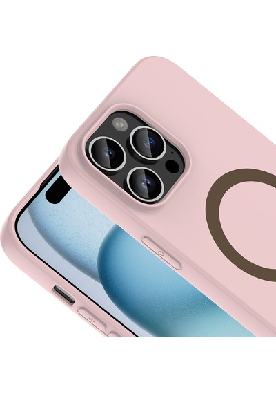 Apple iPhone Uyumlu 14 Pro Max Kılıf M-safe Şarj Özellikli Zore Aris Silikon Kapak - Açık Pembe AÇIK PEMBE