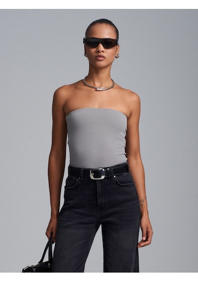 Dilvin 20659 Straplez Top-gri Gri