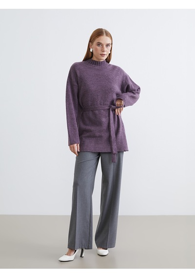 Lcw Modest Mor Yarım Balıkçı Yaka Oversize Kadın Triko Tunik Xl-2xl