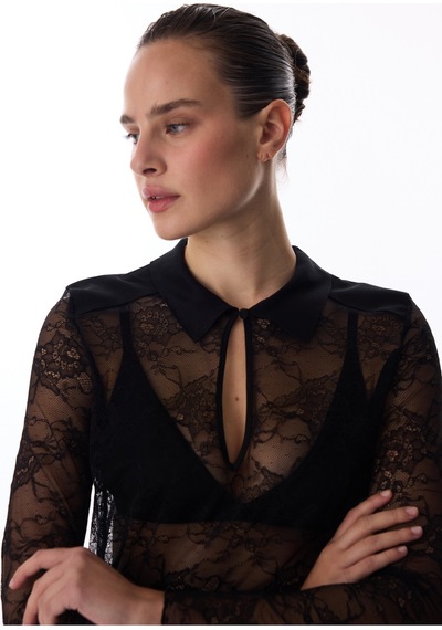 Penti Siyah Lace Tişört