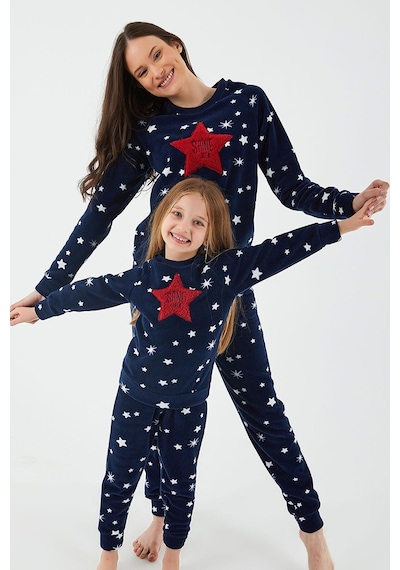 Arnetta 2271 Garson Shine Lacivert Kız Çocuk Uzun Kol Pijama Takı Lacivert