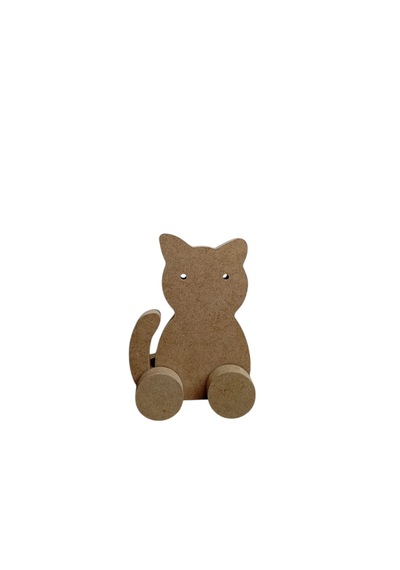 Mdf 2'li Tekerlekli Oyuncak Kedi Ve Yengeç Figürü
