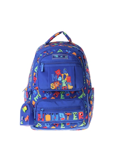 Kaukko Kids Erkek Çocuk Moster Baskılı Monster Altı Bölmeli İlkokul Sırt Çantası - L5404 Mavi