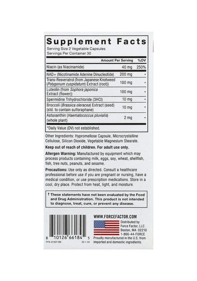 Force Factor, Nad+ Longevity Nutrient Complex, 60 Vegetable Capsules