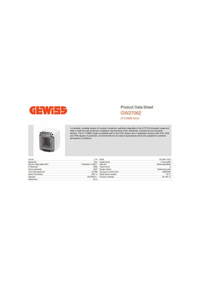 Gewiss Ip65 Korumalı Su Geçirmez Outdoor Dış Mekan Sıva Üstü Kapa