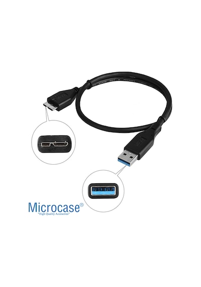 Microcase Usb 3.0 Harici Hdd Hard Disk Kablosu 30 Cm Siyah Al2612