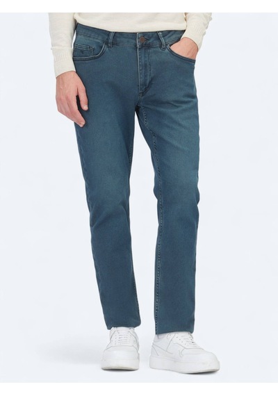 Petrol Slim Fit Denim Pamuk Karışımlı Pantolon Petrol