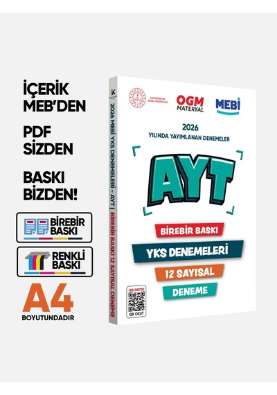 2026 YKS - AYT MEBİ OGM EŞİT AĞIRLIK Güncel Seri  Online Deneme 12li SET BASKI ÜCRETİ