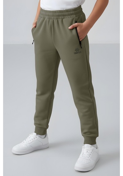 Tommylife Haki Fermuarlı Standart Fit İnce Erkek Çocuk Eşofman Alt - 64042 Haki