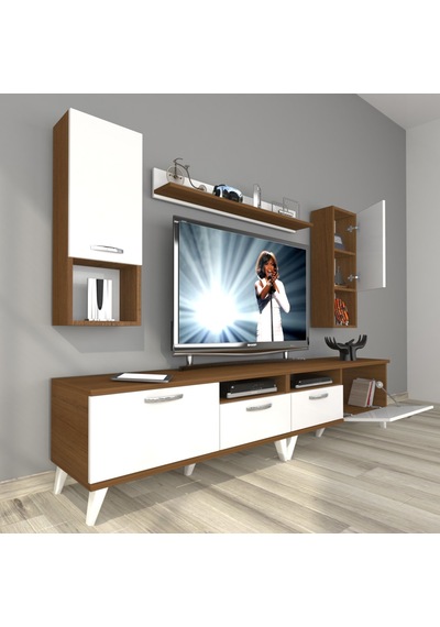 Decoraktiv Eko 5220da Mdf Retro Tv Ünitesi Tv Sehpası Ceviz - Beyaz