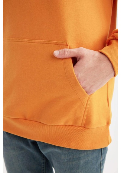 DeFacto Comfort Regular Fit Rahat Kalıp Kapüşonlu Kanguru Cepli Basic Düz Sweatshirt B4446AX24SPOG589