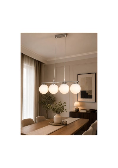 Roma Gri Kasa Globe Camlı 4lü Modern Tasarım Beyaz