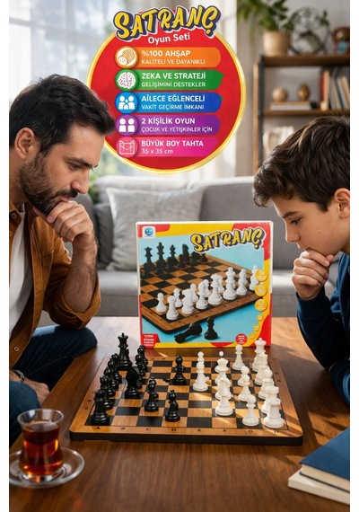 Ahşap Satranç Seti 35 Cm Büyük Boy Satranç Tahtası Strateji Zeka Oyunu