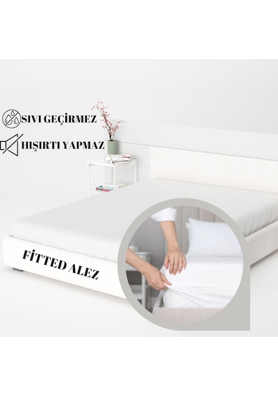 Yatak Alez-çift Kişilik Sıvı Geçirmez Yatak Koruyucu Alez Beyaz