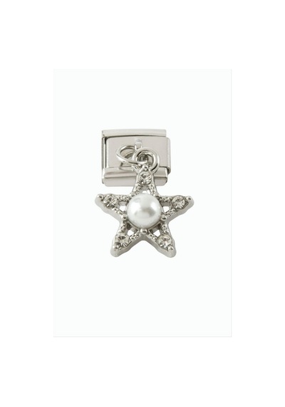Yıldız - 922 - İnci Sallatılı Çelik Charm - - Spt-gld - Gümüş Rengi