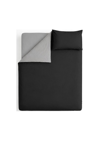 Siyah & Gri Tek Kişilik Nevresim Takımı - Modern Minimal Seri Siyah-gri