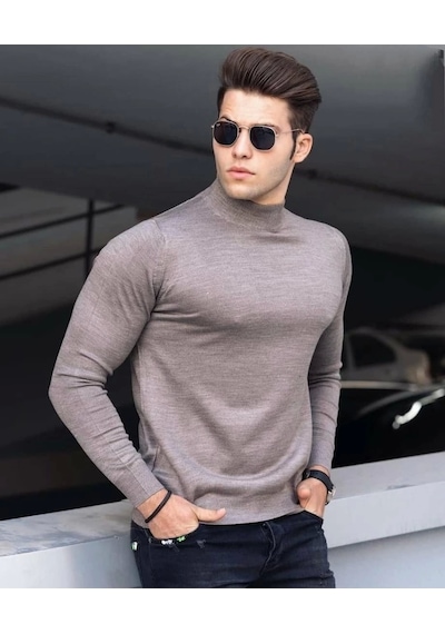 Daniel Milano Yarım Balıkçı Yaka Erkek Bej Triko Kazak Bej