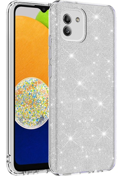 Galaxy A03 Kılıf Zore Shining Silikon Gümüş