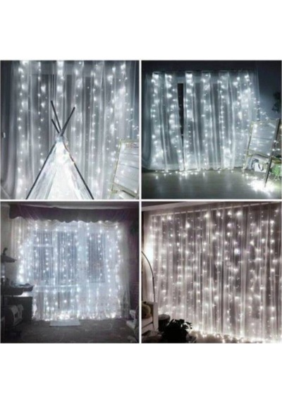Perde Led 10 Saçak 2x2 Perde Led Beyaz