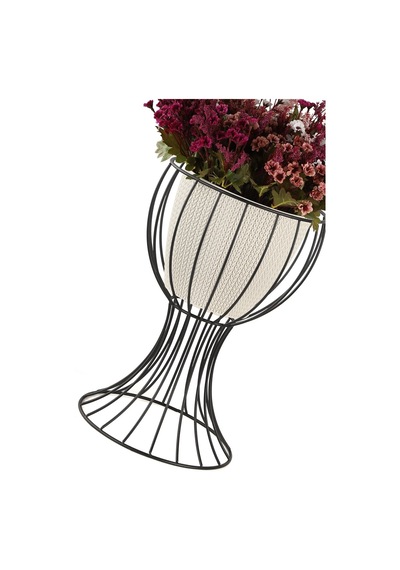 Anafor Saksılık Siyah 43 Cm Krem Saksı
