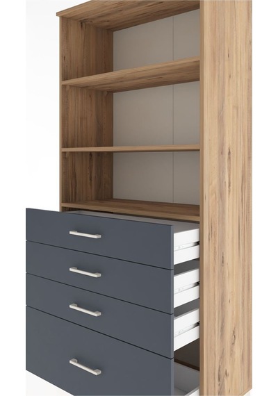 Hyperion Dolap 3 Raflı 4 Çekmeceli 88x44x195 Çam-antrasit Atlas Çam