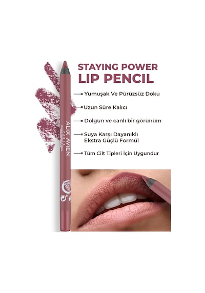 Alix Avien Suya Dayanıklı Uzun Süre Kalıcı Yumuşak Dudak Kalemi Staying Power Lip Pencil 68 Dusty Carmine